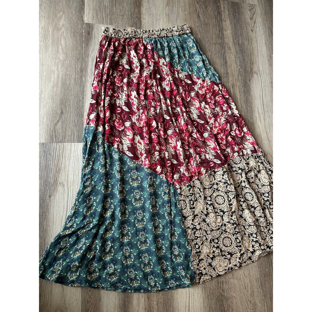 Natural Life Patchwork MaxiSkirt Floral Boho Hippie Flowy festival cottage indie - Picture 12 of 14
